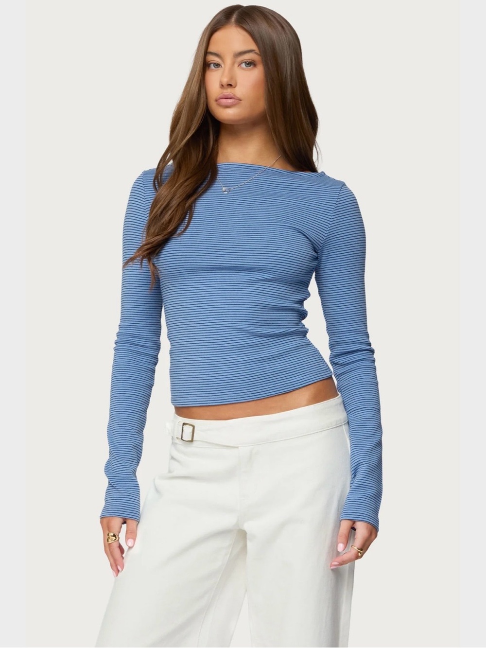 Edikted Striped Boat Neck Longsleve